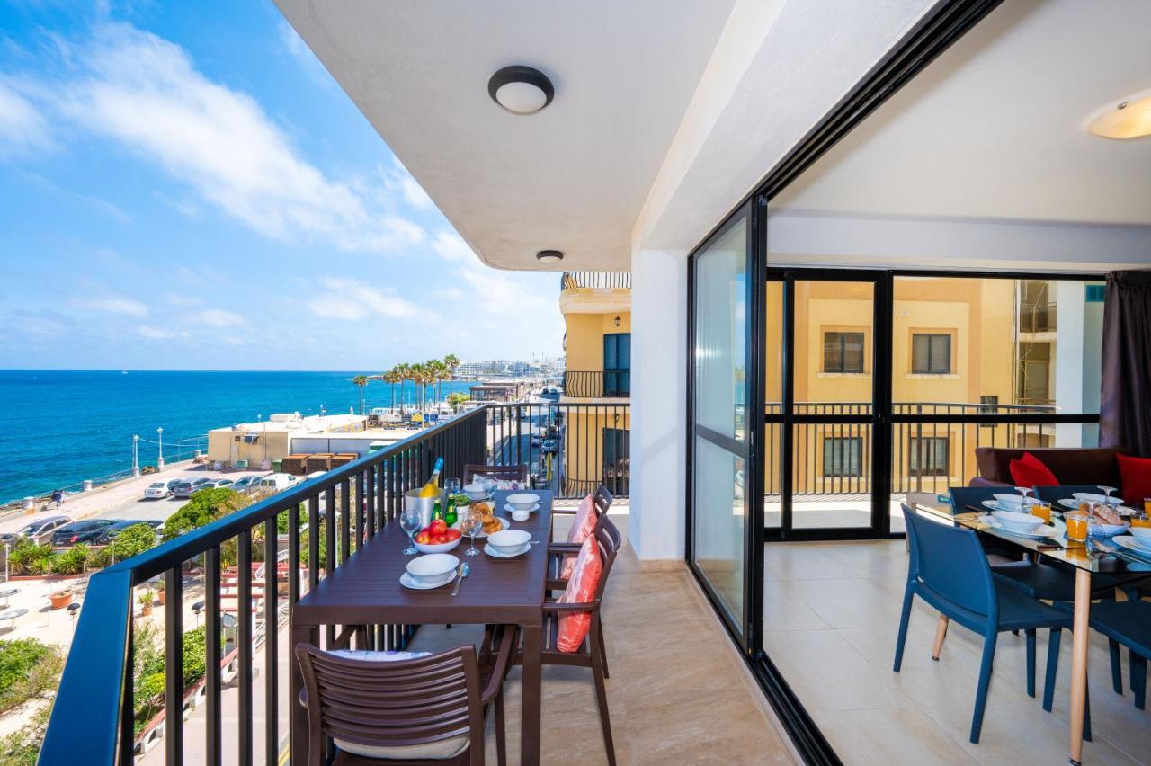 Islet Promenade Seafront Apartment With Large Corner Terrace By Getawaysmalta 세인트폴스베이 외부 사진