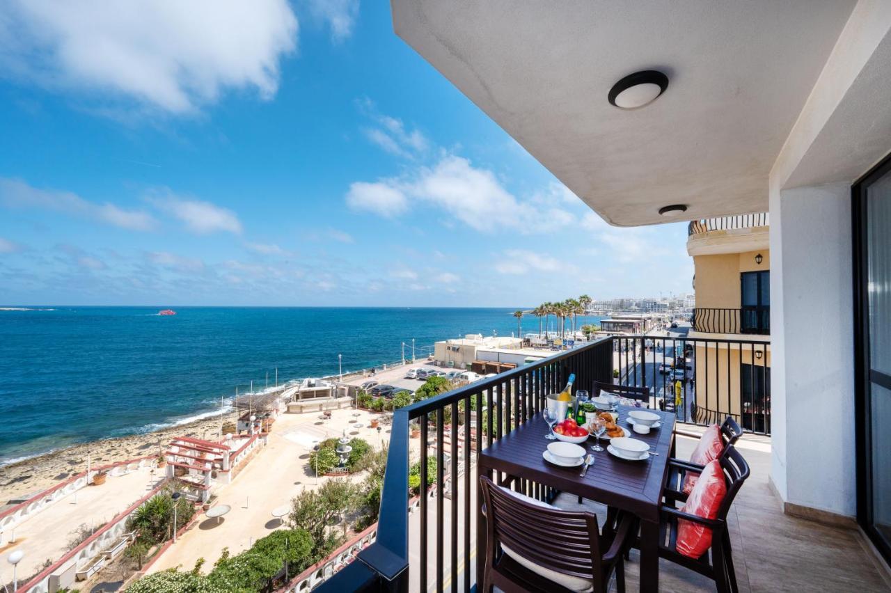 Islet Promenade Seafront Apartment With Large Corner Terrace By Getawaysmalta 세인트폴스베이 외부 사진